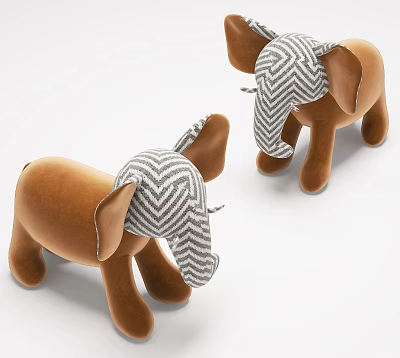 Cute Brown Elephant Plush Dolls With Gray Herringbone Pattern Ears And Trunk 3d model Cute Brown Elephant Plush Dolls With Gray Herringbone Pattern Ears And Trunk 3d model