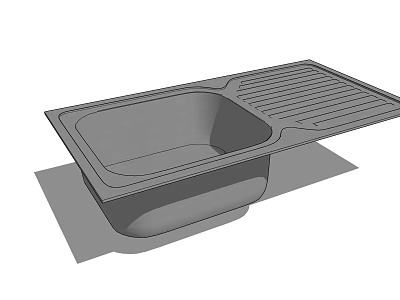 Practical Household Kitchen Sink Featuring Single Bowl And Drainboard Design 3d model