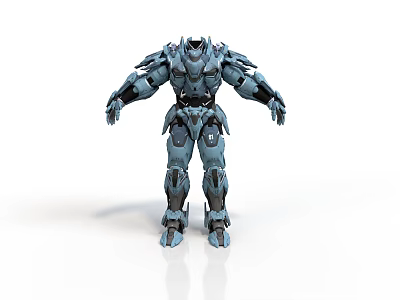 Blue Armored Mech Warrior With Humanoid Mechanical Structure And Detailed Design 3d model
