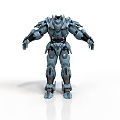 Blue Armored Mech Warrior With Humanoid Mechanical Structure And Detailed Design