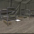 Modern Temporary Accommodation Space With Metal Bunk Beds And Wooden Flooring
