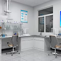 Modern Laboratory Interior With Lab Bench Fume Hood And Scientific Equipment