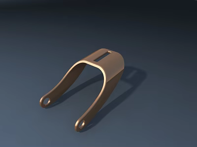Golden U Shaped Metal Jewelry Component With Smooth Surface And Holes 3d model