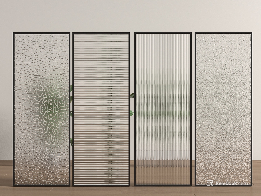 Modern Glass Room Dividers With Diverse Textures For Interior Decoration 3d model 