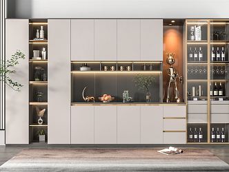 Light Luxury Wine Cabinet 3d model