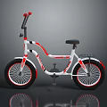 Modern Stylish White and Red Bicycle with Black Seat Rear Rack and Spoked Wheels