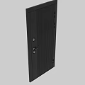 Black Security Door With Vertical Striped Design And Multiple Security Locks 3d model
