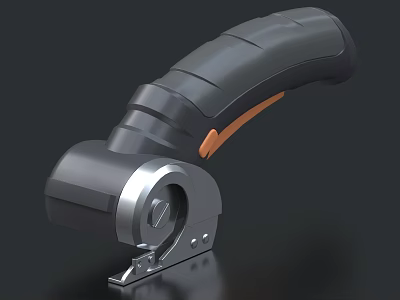 Ergonomic Cutting Utility Tool With Black Handle Orange Accent And Metal Blade 3d model