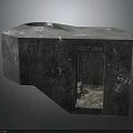 Rough Textured Gray Stone Structure With Rectangular Opening And Top Hole 3d model