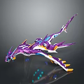 Vibrant Purple Blue Yellow Fantasy Dragon Game Movie Character With Mythical Beast Design