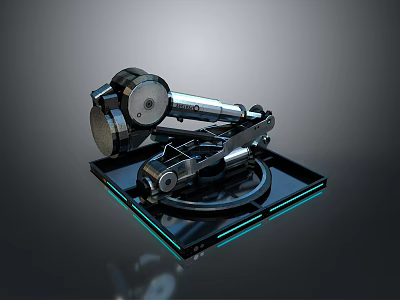 Mechanical Device With Metal Components Circular Disc And Cable On Base Structure 3d model