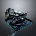 Mechanical Device With Metal Components Circular Disc And Cable On Base Structure