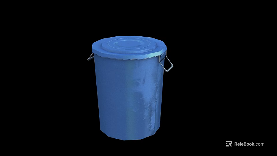 Practical Blue Laundry Bucket With Secure Lid And Sturdy Handles For Daily Washing 3d model 