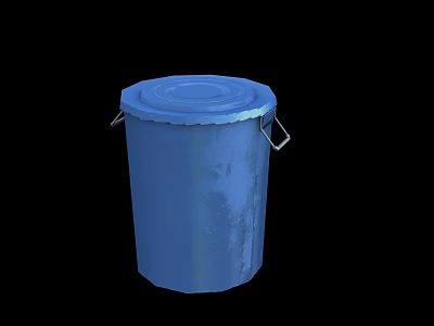 Practical Blue Laundry Bucket With Secure Lid And Sturdy Handles For Daily Washing 3d model