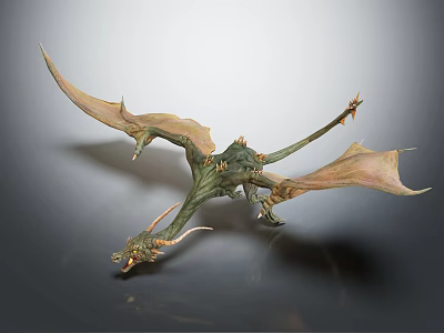 Mythical Dragon Figurine Featuring Detailed Wings Claws And Scaled Body Design 3d model