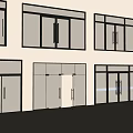 Modern Double Doors Collection Featuring Various Glass Panels And Black Frames 3d model