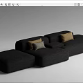 Modern Modular Sectional Sofa With Light Dark Gray Upholstery And Decorative Pillows 3d model