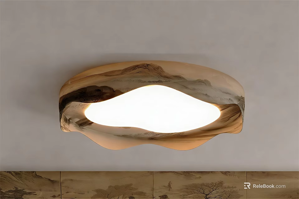 Natural Texture Ceiling Light With Unique Design And Soft Lighting For Chinese Style Interior 3d model