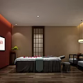 Serene SPA Room Interior With Massage Bed Wooden Floor Warm Lighting And Decorative Plants