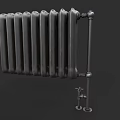 Vintage Cast Iron Radiator With Multiple Fins And Pipe Connections