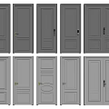 Various Style Hinged Doors With Gray White Colors Panel Designs Single And Double Leaf 3d model