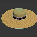 Stylish Wide Brim Straw Hat With Beige Color And Black Ribbon