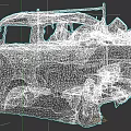Old Blue Rusty Worn Truck Loaded With Various Items In Back 3d model