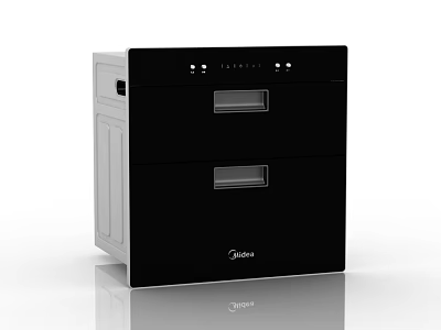 Modern Midea Kitchen Appliance Double Drawer Black Sterilizer With Control Panel 3d model