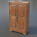 Vintage Wooden Wardrobe with Intricate Carved Details and Double Doors Design