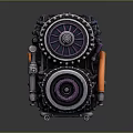 Intricate Mechanical Engine Component With Blue Purple Parts Orange Tube And Gears