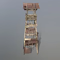 Wooden Tower With Multi Level Structure And Ladder Access Rustic Design Features 3d model