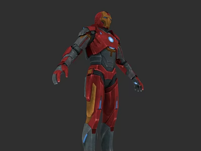 Game And Movie Character Red Armor With Silver Components And Blue Energy Core 3d model