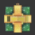 Pixelated Green And Yellow Gift Box With Block Texture And Decorative Bow 3d model