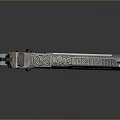 Intricately Engraved Pistol Sculpture With Silver Body And Golden Grip Patterns