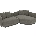 Gray Fabric Three Seater Sofa With Comfortable Cushions And Modern Design 3d model