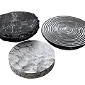 Three Different Round Coffee Tables With Marble Textured Surface Modern Design