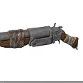 Rustic Vintage Weapon With Metal Frame Wooden Grip Wrapped Cloth And Mechanical Details