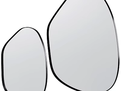 Two Modern Irregular Shaped Mirrors With Black Frames Large And Small 3d model