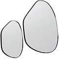 Two Modern Irregular Shaped Mirrors With Black Frames Large And Small