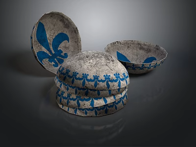 Decorative Ceramic Bowls With Blue Floral Patterns And Matching Lids 3d model