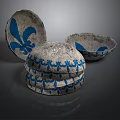 Decorative Ceramic Bowls With Blue Floral Patterns And Matching Lids