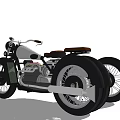 Vintage Motorcycle With Sidecar White Body Brown Seat And Round Headlight