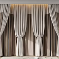 Elegant Beige And Brown Pleated Curtains For Living Room Interior Decor With Soft Fabric