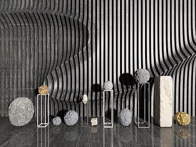 Modern background wall stone profiled background wall 3d model