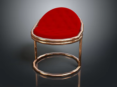 Modern Leisure Chair With Red Velvet Cushion And Golden Frame 3d model