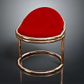Modern Leisure Chair With Red Velvet Cushion And Golden Frame