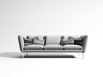 Modern Three-seat Sofa Fabric Three-seat Sofa 3d model