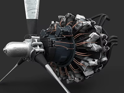 Mechanical Engine Component Featuring Fan Blades Copper Coils and Metal Parts 3d model