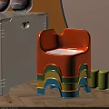 Colorful Stackable Kids Chair with Orange Green Yellow Blue Plastic Design for Playroom