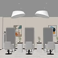 Modern Beauty Hair Salon Interior With Multiple Mirrors White Styling Chairs Round Lights And Plants